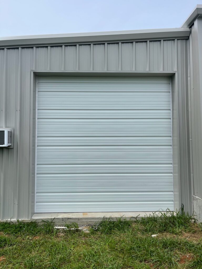 White commercial garage door