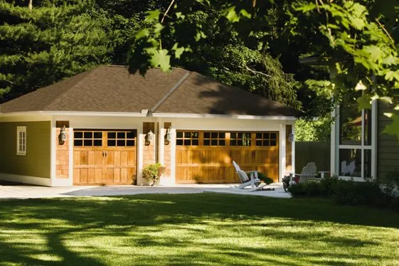 Real wood carriage garage doors with windows 