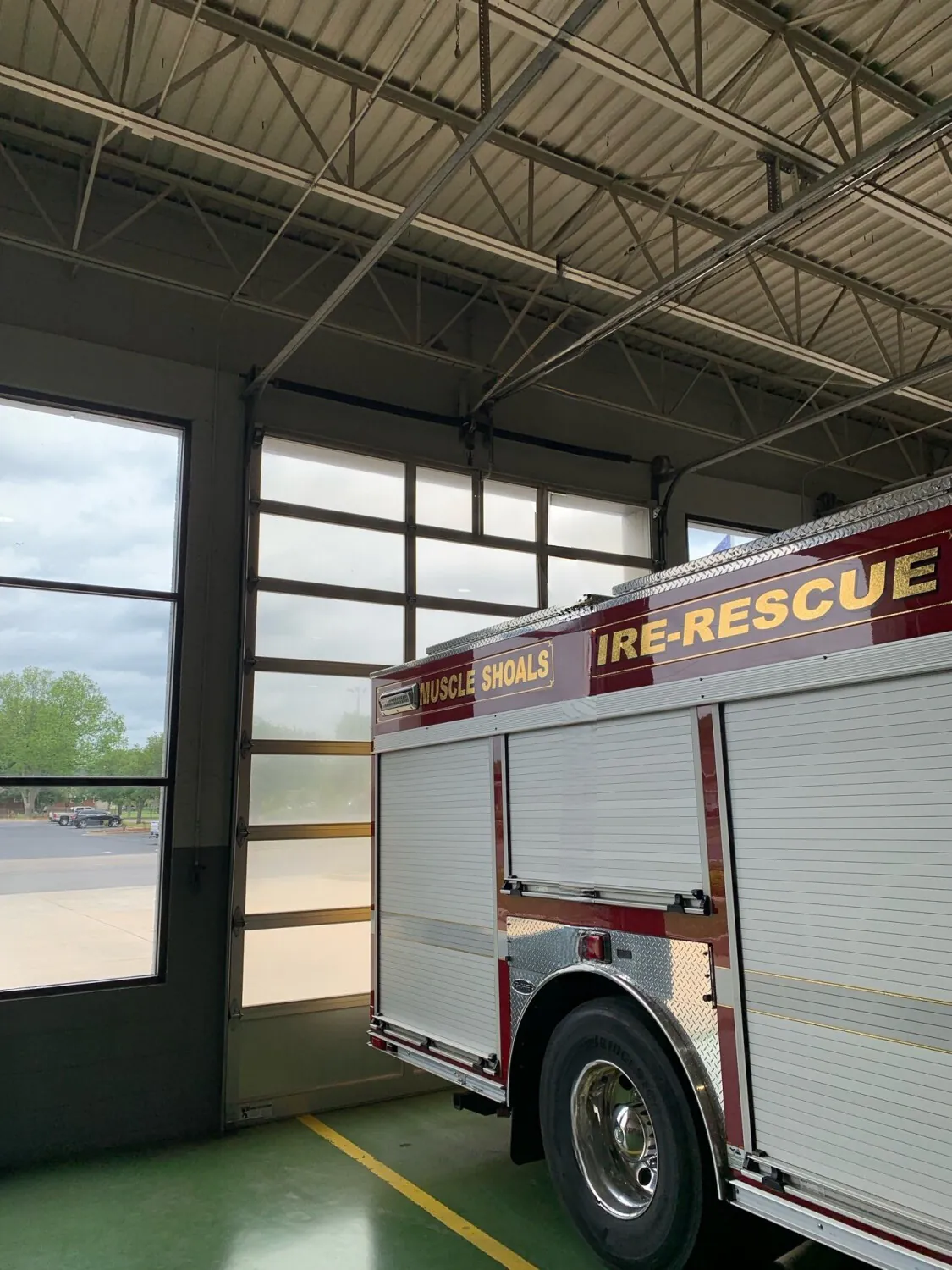 Commercial fire door at a fire-rescue facility